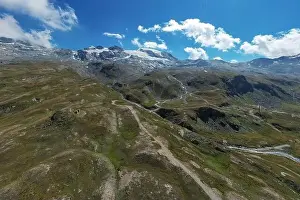 Aerial view of Mont Breithorn, Monte Rosa massif from Plan Maison, Cervinia, Italy