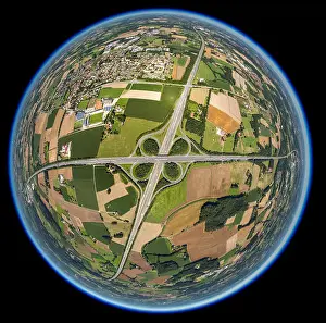 Lower Saxony Prints: Aerial view, motorway intersection Lotte Osnabruck