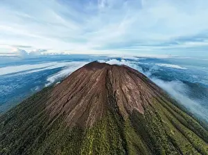 Central Java Prints: Aerial view of Mount Slamet or Gunung Slamet is an active stratovolcano in the Purbalingga Regency