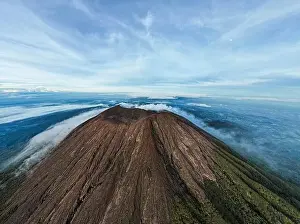 Central Java Prints: Aerial view of Mount Slamet or Gunung Slamet is an active stratovolcano in the Purbalingga Regency