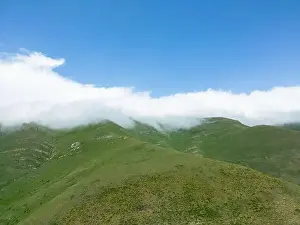 Aerial Fly Prints: Aerial view mountain. Scenic aerial view mountain ridge