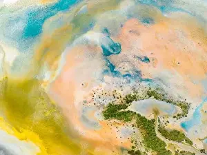 Yarisli Lake Prints: Aerial view of the multicolored texture and patterns of Yarisli Lake in Burdur, Turkey