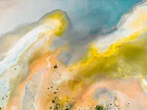 Yarisli Lake Prints: Aerial view of the multicolored texture and patterns of Yarisli Lake in Burdur, Turkey