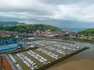 Zumaya Prints: aerial view of the municipality of Zumaya and its port in the Basque Country, Spain
