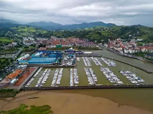 Zumaya Prints: aerial view of the municipality of Zumaya and its port in the Basque Country, Spain