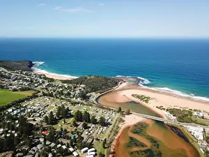 Green Head Prints: Aerial view of Narrabeen Lagoon
