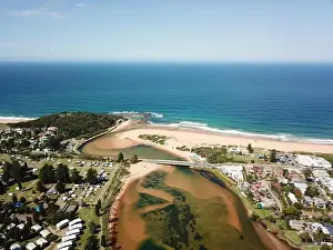 Long Prints: Aerial view of Narrabeen Lake, Narrabeen Beach and North Narrabeen Rockpool