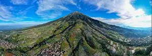 Aerial view of the Nepal van java is a Rural tour on the slopes of mount sumbing