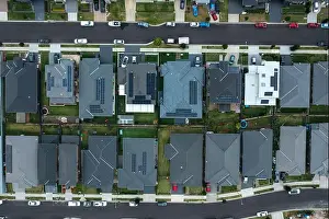 Top Down Prints: Top down aerial view of a new neighbourhood in the rapidly growing suburbs of south west Sydney