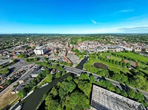 Big Blue Prints: Aerial view of Newbury Town from the Victoria Park facing West