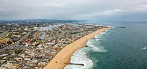 Camera Prints: Aerial View of Newport Beach Coastline and Jetties, California - No. 1