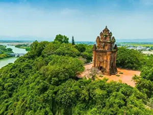 Da Rang Prints: Aerial view of Nhan temple, tower is an artistic architectural work of Champa people in Tuy Hoa city