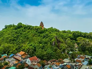 Da Rang Prints: Aerial view of Nhan temple, tower is an artistic architectural work of Champa people in Tuy Hoa city