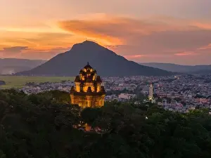 Cham Prints: Aerial view of Nhan temple, tower is an artistic architectural work of Champa people in Tuy Hoa city