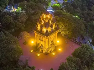 Cham Prints: Aerial view of Nhan temple, tower is an artistic architectural work of Champa people in Tuy Hoa city