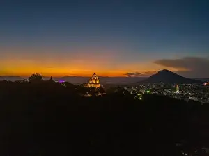 Cham Prints: Aerial view of Nhan temple, tower is an artistic architectural work of Champa people in Tuy Hoa city