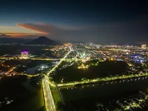 Cham Prints: Aerial view of Nhan temple, tower is an artistic architectural work of Champa people in Tuy Hoa city