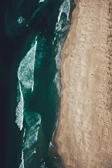 Table Mountain Prints: Aerial view of Noordhoek beach