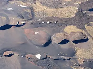 Escarpment Prints: AERIAL VIEW. The northern slope of Mount Etna at an altitude around 2500m asl showing numerous craters