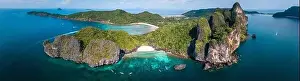 Aerial view of Nui beach in koh Phi Phi Don island, in Krabi, Thailand