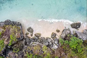 Bay Beach Prints: Aerial view of Nusa Dua beach