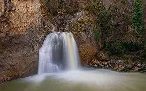 Turkey Country Prints: Aerial view of of Ilıca Waterfall in Küre Mountains National Park, Turkey