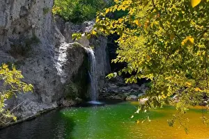 Aerial view of of Ilıca Waterfall in Küre Mountains National Park, Turkey