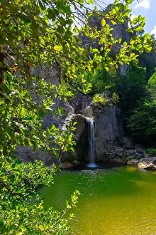 Turkey Country Prints: Aerial view of of Ilıca Waterfall in Küre Mountains National Park, Turkey