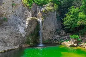 Aerial view of of Ilıca Waterfall in Küre Mountains National Park, Turkey