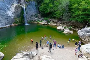 Turkey Country Prints: Aerial view of of Ilıca Waterfall in Küre Mountains National Park, Turkey
