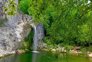 Aerial view of of Ilıca Waterfall in Küre Mountains National Park, Turkey