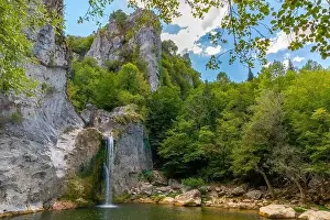 Turkey Country Prints: Aerial view of of Ilıca Waterfall in Küre Mountains National Park, Turkey