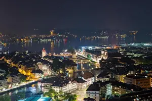 Lucerne Prints: Aerial view of old town of Lucerne