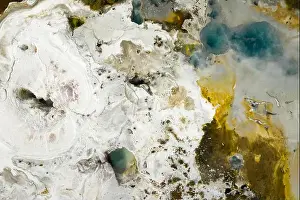 Vapor Prints: Aerial view above of Orakei Korako Geothermal Park, New Zealand