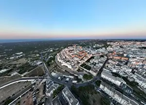 Ostuni From Above Prints: Aerial view of Ostuni white city in Puglia, Italy at sunset