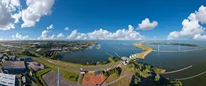Floodplain Prints: Aerial view overlooking Enkhuizen and the Krabbersgat lock between Markermeer and IJsselmeer