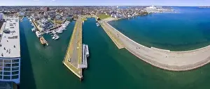 Salem Prints: Aerial view panorama of Custom House in Salem Maritime National Historic Site in city of Salem