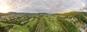 Amazing Nature Prints: Aerial view panorama green golf field in Kathu district Phuket Thailand