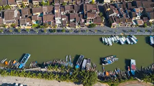 Lanterns Prints: Aerial view panorama of Hoi An old town or Hoian ancient town