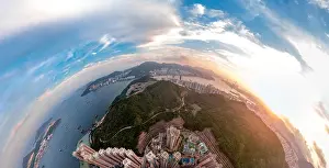 View Peak Prints: Aerial view panorama of Hong Kong and Kowloon City