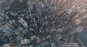 View Peak Prints: Aerial view panorama of Hong Kong and Kowloon City