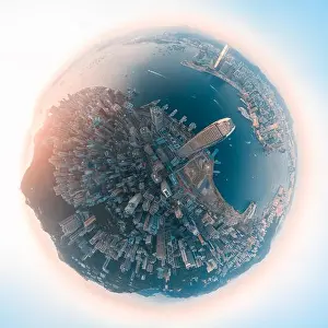 View Peak Prints: Aerial view panorama of Hong Kong and Kowloon City