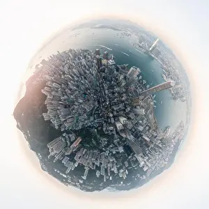 View Peak Prints: Aerial view panorama of Hong Kong and Kowloon City