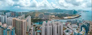 View Peak Prints: Aerial view panorama of Hong Kong and Kowloon City