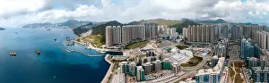 Aerial view panorama of Hong Kong and Kowloon City