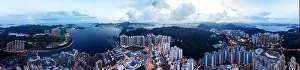 Aerial view panorama of Hong Kong and Kowloon City