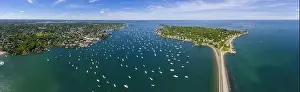 Marblehead Prints: Aerial view panorama of Marblehead Neck and Marblehead Harbor in town of Marblehead
