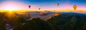 Bromo Prints: Aerial view panorama of Mount Bromo volcano (Gunung Bromo)in Bromo Tengger Semeru National Park