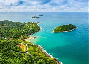 Sea Sport Prints: aerial view panorama Phromthep cape and wind tubine viewpoint
