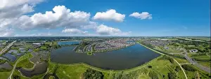 Photovoltaic Prints: Aerial view, panorama picture with park Van Luna and district Stad van de Zon (City of the Sun)